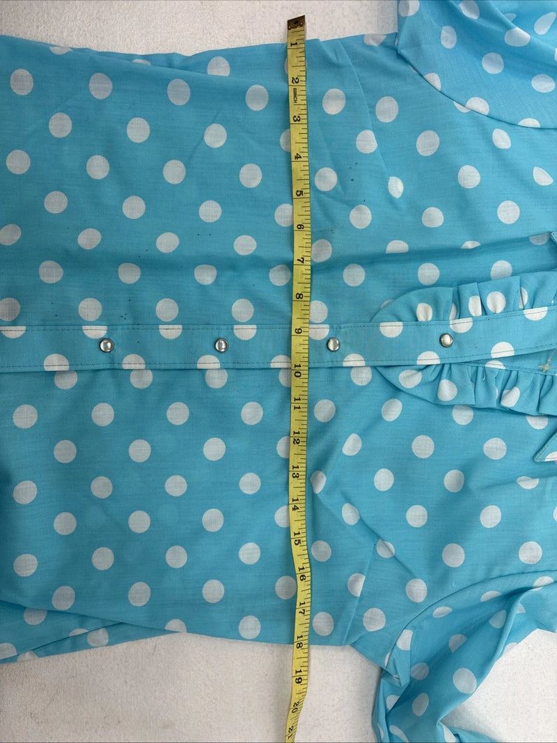New Women’s Rockmount Blue Polkadot Long Sleeve Pearl Snap Size 32 KK-97