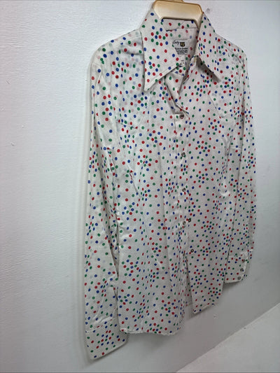 New Women’s Dickson Jenkins White Polkadot Long Sleeve Pearl Snap Size 38 LL-93