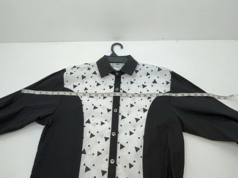 New Women’s Black White Cowboy Threads Long Sleeve Button Up Shirt M #790 3B-21