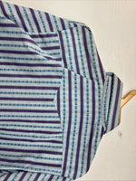 New Women’s Ranch Purple Blue Stripe Long Sleeve Pearl Snap Size 36 MM-19