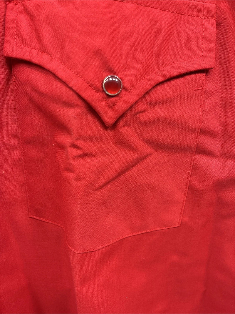 New Men’s ELY Cattleman Red Western Short Sleeve Pearl Snap 17 XL T-66