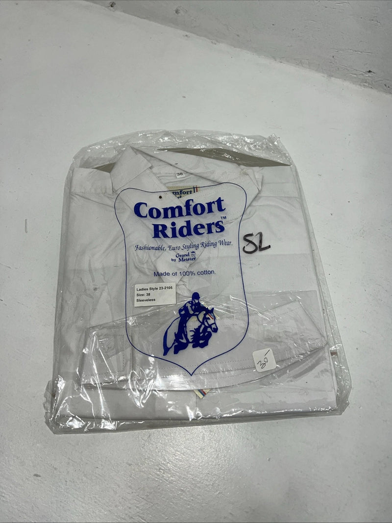 New Women’s White Comfort Riders Sleeveless Riding Shirt. 38 D-43