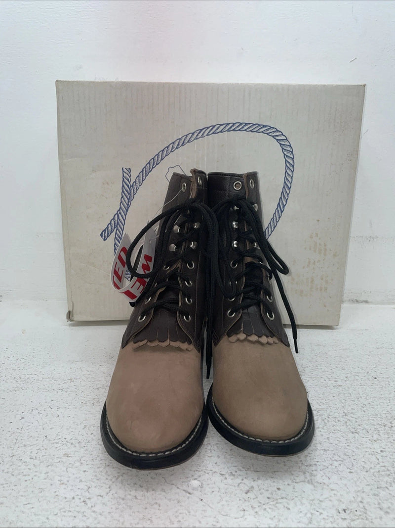 New Men’s Brown Lac Up A Jama Product Cowboy Boots. Y 5110 G 4.5 4 1/2. 2-60