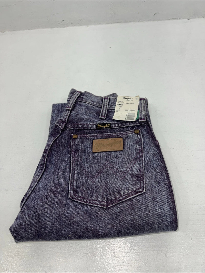 New Women’s Purple Wrangler Cowboy Cut Regular Fit Denim Jeans. 7x32 O-21