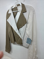 New Women’s Cowboy Threads White Tan Long Sleeve Button Up XL YY-70