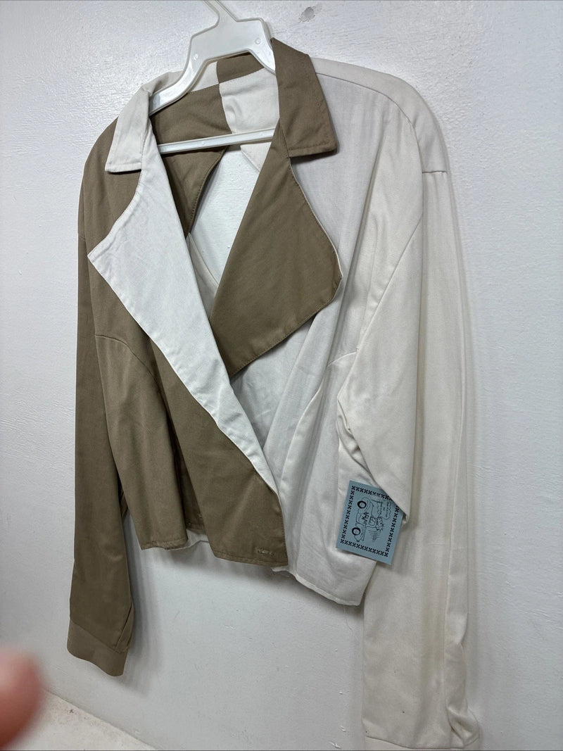 New Women’s Cowboy Threads White Tan Long Sleeve Button Up XL YY-70