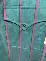 New Men’s ELY Cattleman Green Pink Strip Long Sleeve Pearl Snap 16 X 34 XL H-83