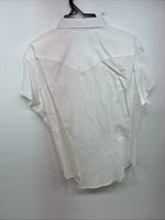 New Women’s Denim Jeans White Short Sleeve Button Up Large MM-136