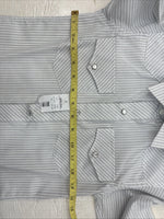 New Kids White Horse Gray Stripe Long Sleeve Pearl Snap Medium DD-54