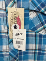 New Women’s Cumberland Blue Plaid Long Sleeve Pearl Snap XL GG-63