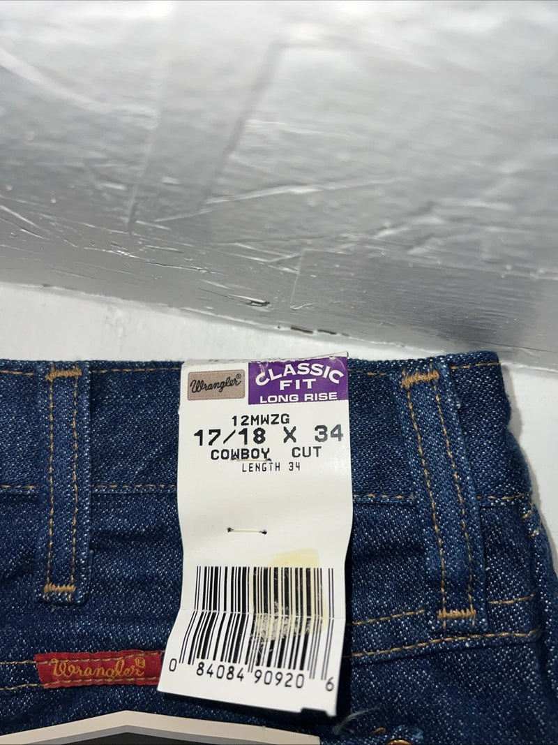 New Men’s Cowboy Cut Classic Fit Wrangler Denim Jeans. 17/18x34 F-37