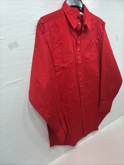 New Men’s Western Express Jean Red long Sleeve Pearl Snap XL T-23