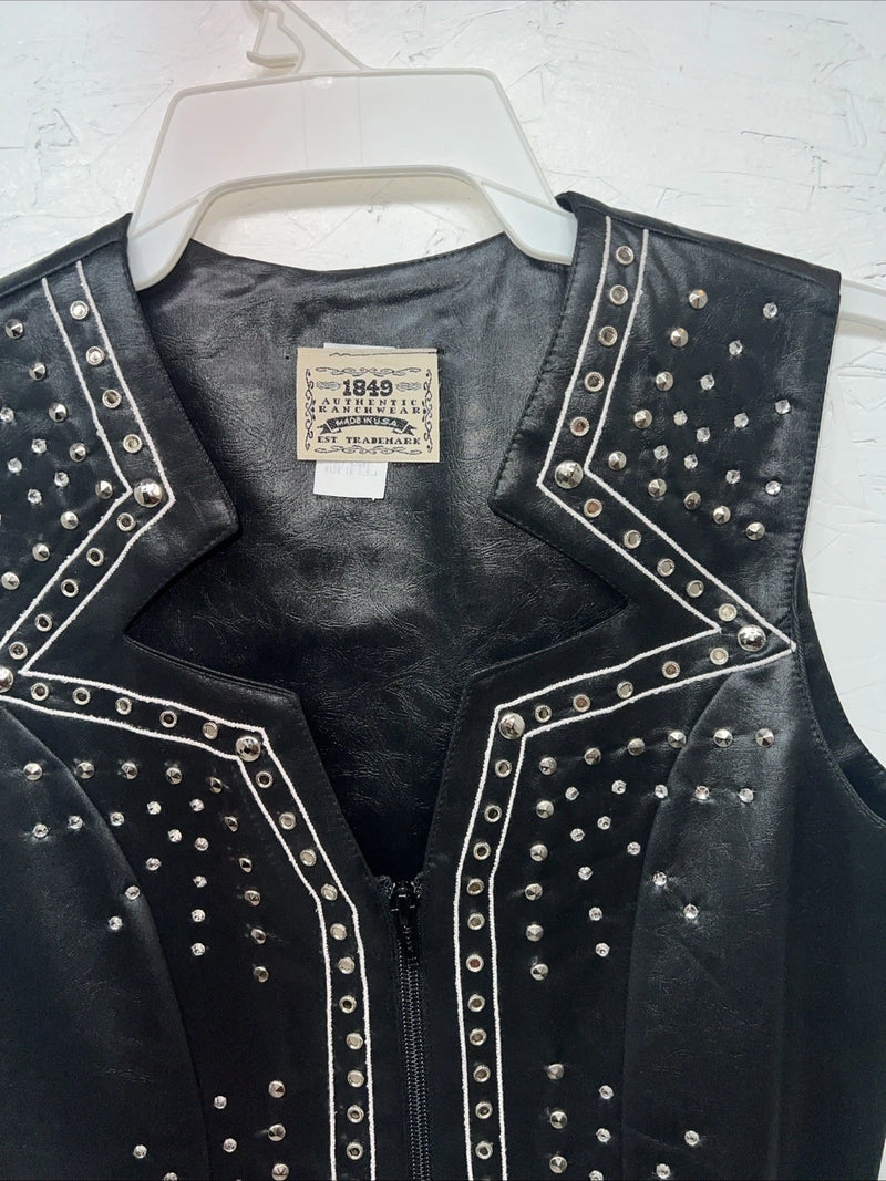 New Women’s 1849 Authentic Ranchwear Black Star Western Show Vest XXS WW-76