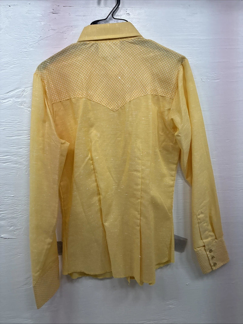 New Kids Dan River Yellow Long Sleeve Pearl Snap Size 12 CC-100