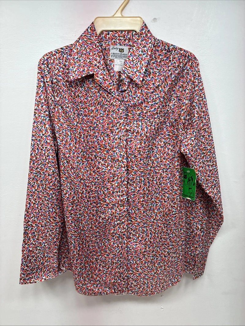 New Women’s Dickson Jenkins Multicolor Long Sleeve Pearl Snap Size 36 LL-73