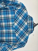 New Women’s Cumberland Blue Plaid Long Sleeve Pearl Snap XL GG-63