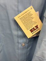 New Men’s ELY Cattleman Blue Simple Short Sleeve Pearl Snap XL F-85