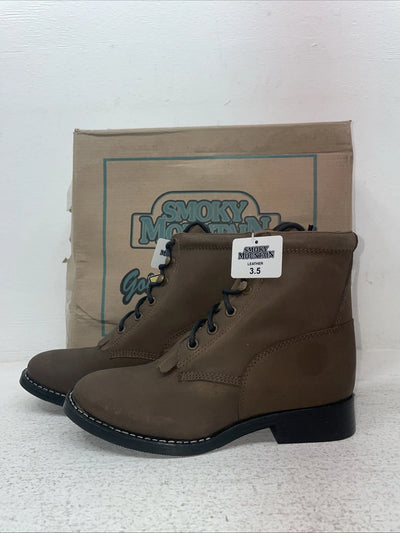 New Youth Brown Lac Up Smoky Mountain Cowboy Boots. 3046 3.5 3 1/2. 22-72
