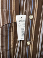 New Men’s Brown White House Long Sleeve Button Up Shirt. Large P-60