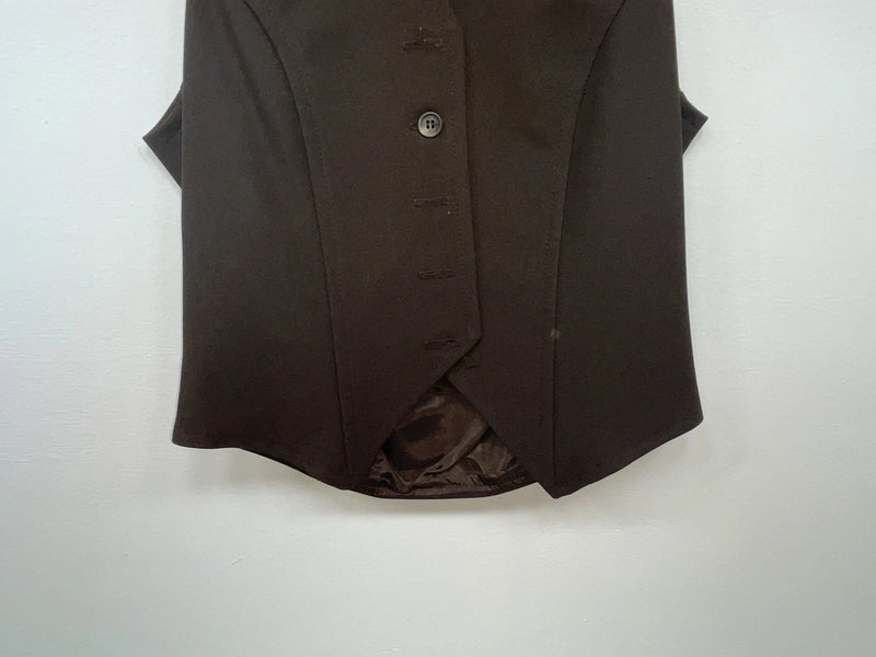 New Women’s Brown Dickson Jenkins Cut Off Button Up Vest #7953 3B-62