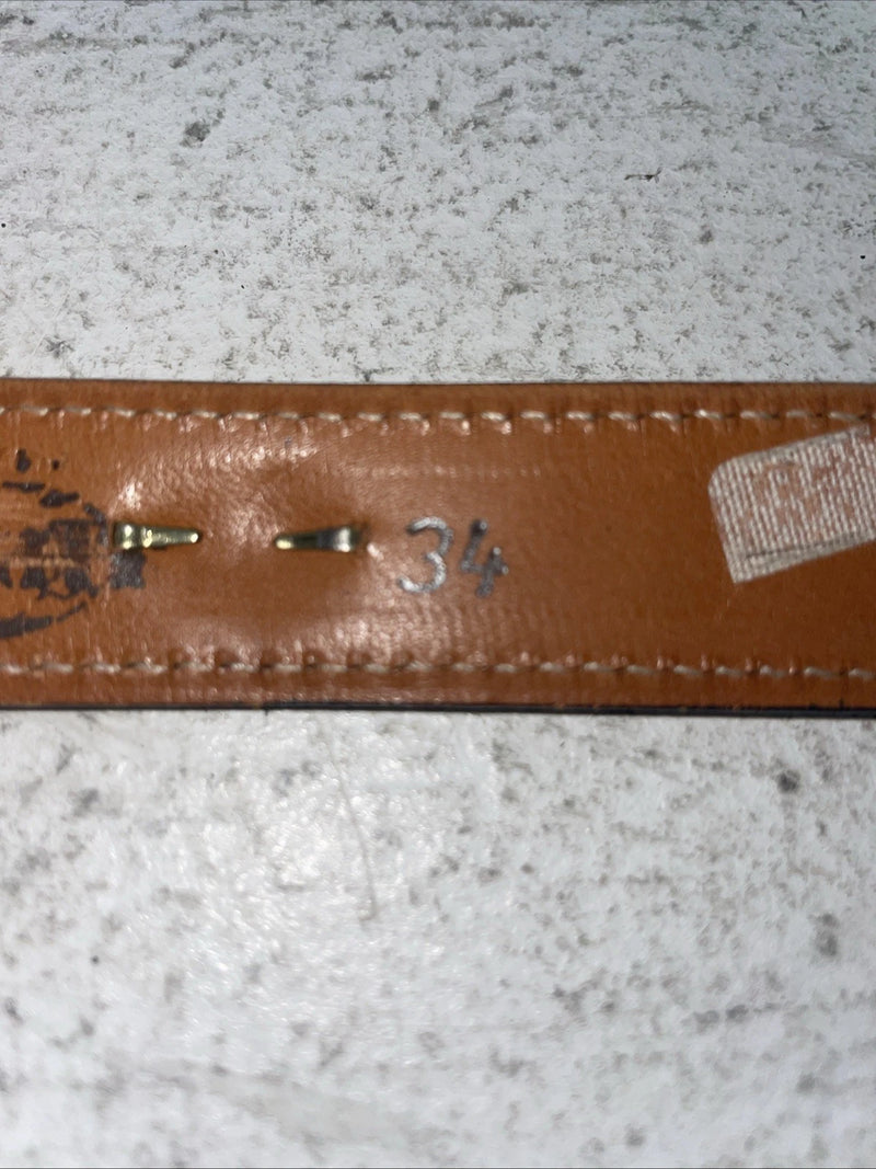 New Navy Genuine Leather Gold Pendant 34” Belt #10493 Z-18
