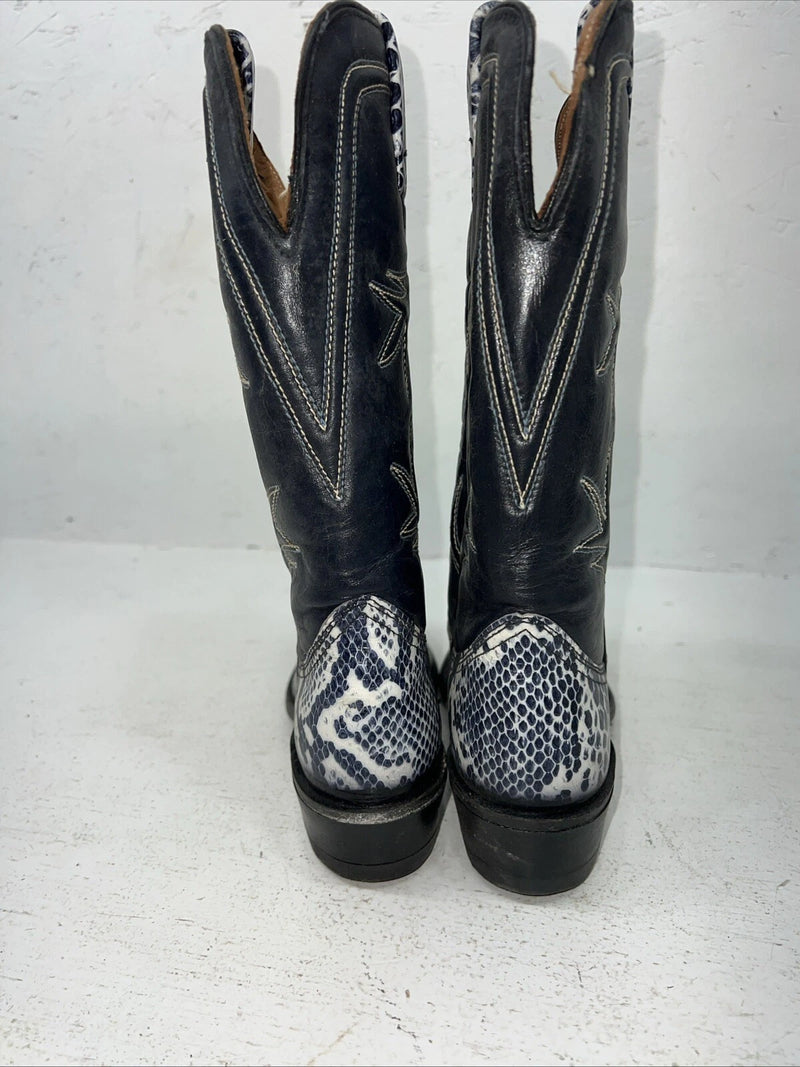 New Women’s Navy Snakeskin Texas Brand Cowboy Boots 72 7 B. 17-8
