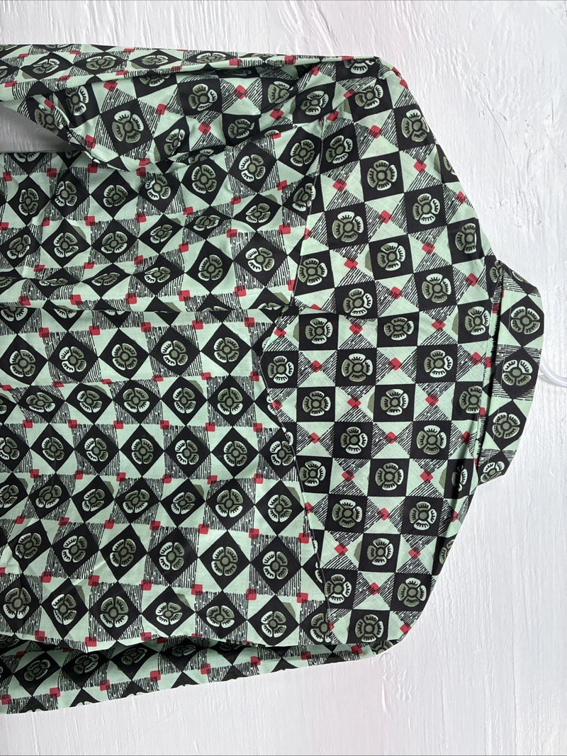 New Mens Denver Green Design Long Sleeve Pearl Snap 14.5 Small AA-81