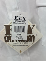 New Men’s ELY Cattleman White Long Sleeve Pearl Snap 17.5 X 35 XL R-45