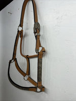 New Light Oil Genuine Leather Horse Halter With Metal Silver Plate W-21