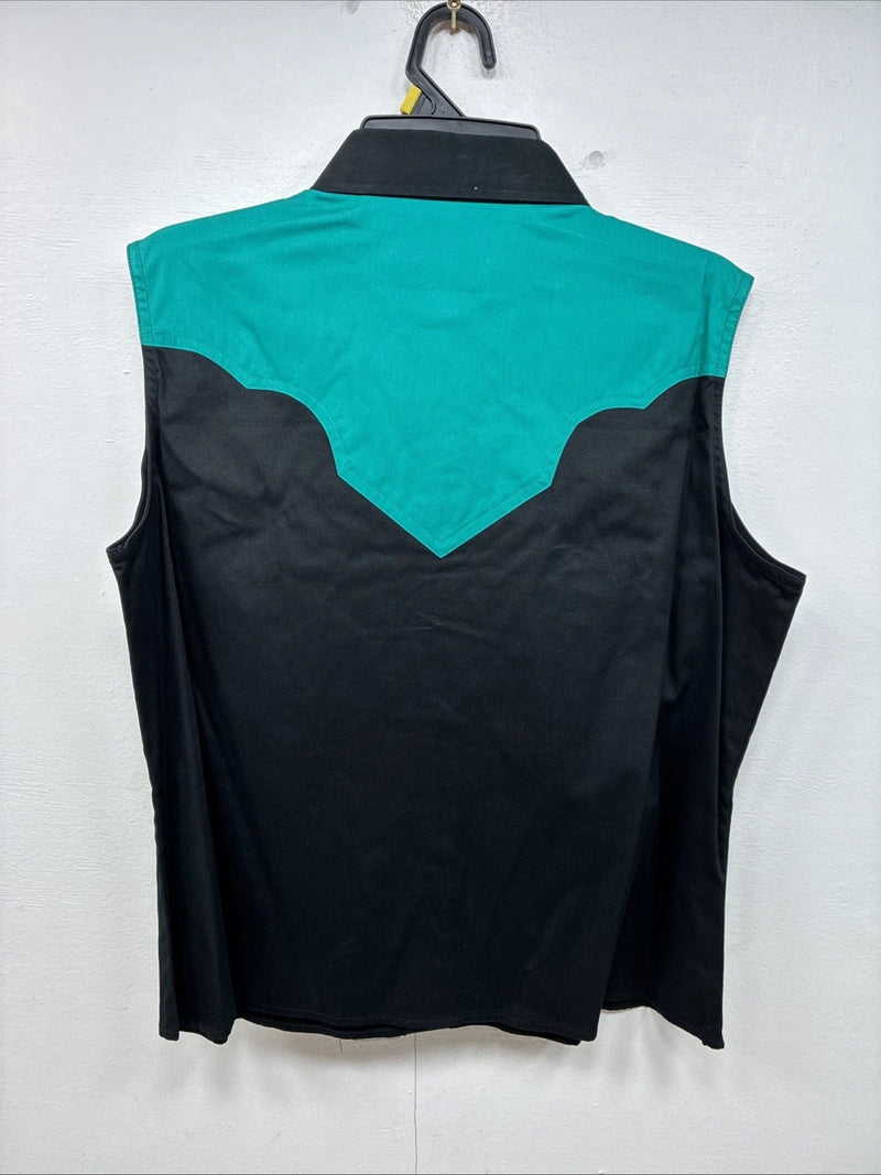 New Women’s Cumberland Blue Black Sleeveless Peals Snap Size Large TT-83