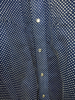 New Mens Blue Polkadot Rockmount Ranchwear Pearl Snap Long Sleeve 15.5x33 M I-52
