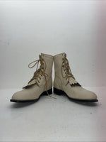 New Women’s Cream Lace Up Acme Cowboy Boots. 0814 10 M. 15-119
