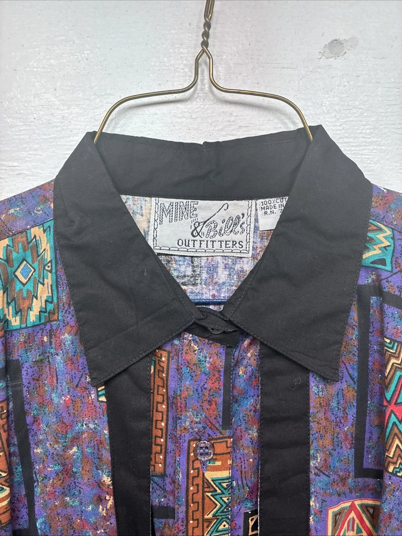 New Women’s Mine & Bills Purple Design Long Sleeve Button Up Small YY-132