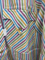 New Men’s Tem Tex Multicolor Stripe Long Sleeve Pearl Snap 14 X 33 Small M-84