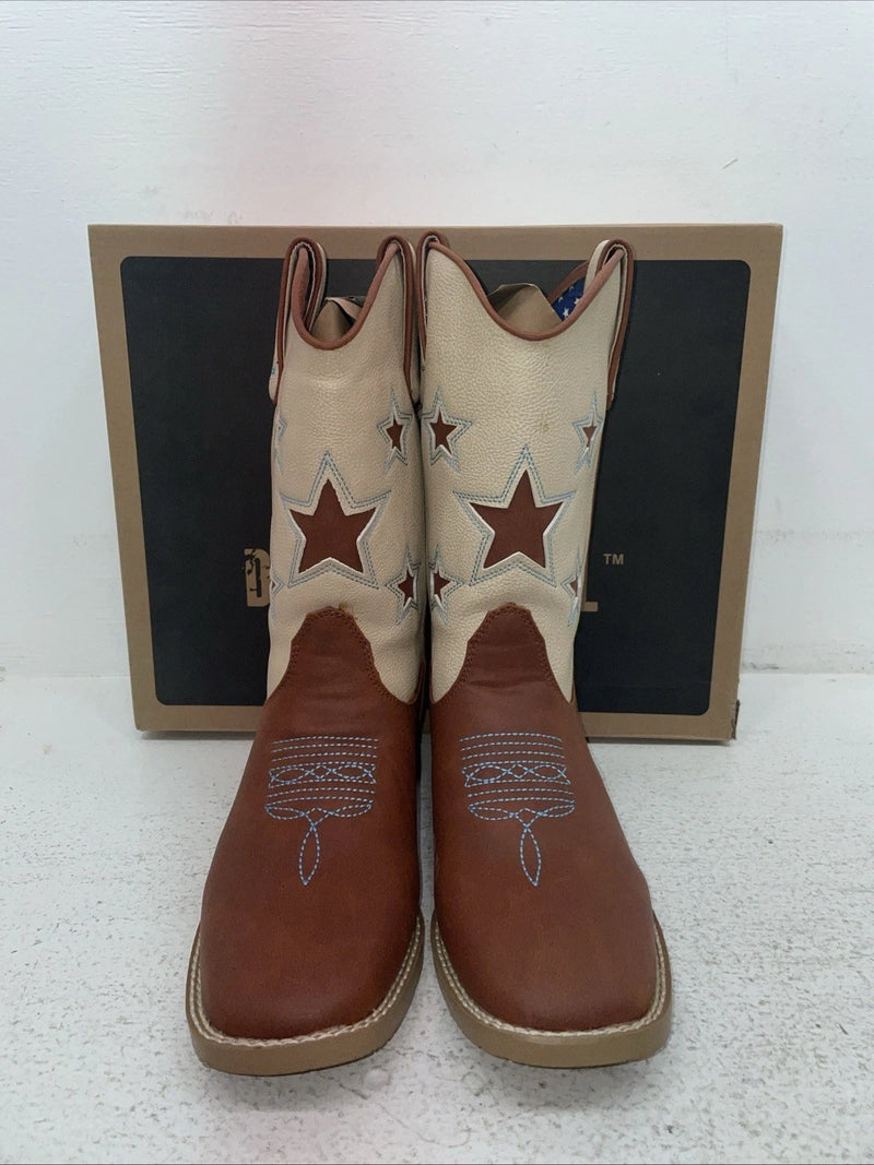 New Youth Brown DBL Barrel Cowboy Boots. 4471402 6. 2-106