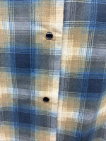 New Kids Panhandle Slim Blue Green Plaid Long Sleeve Pearl Snap Size 10 CC-83