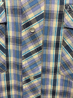 New Men’s Champion Western Purple Plaid Long Sleeve Pearl Snap 14.5 Small O-35