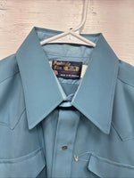 New Men’s Panhandle Slim Blue Simple Long Sleeve Pearl Snap 17 Large M-68