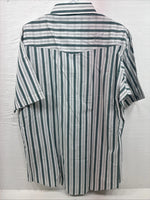 New Men’s ELY Cattleman Blue White Stripe Short Sleeve Pearl Snap XL M-21