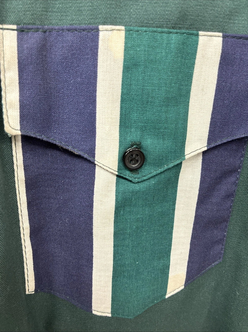 New Men’s Cowboy Threads Green Purple Short Sleeve Button Up Large Q-94