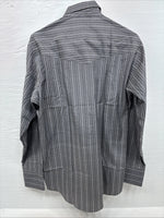 New Men’s ELY Cattleman Gray White Stripe Long Sleeve Pearl Snap 16 Large Q-39