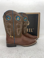 New Youth Brown DBL Barrel Cowboy Boots. 4476232 4.5 4 1/2. 2-101