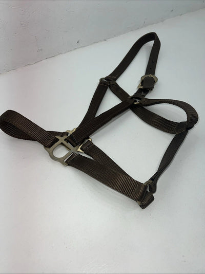 New Brown Nylon Full Horse Halter Gold Buckles NN-600