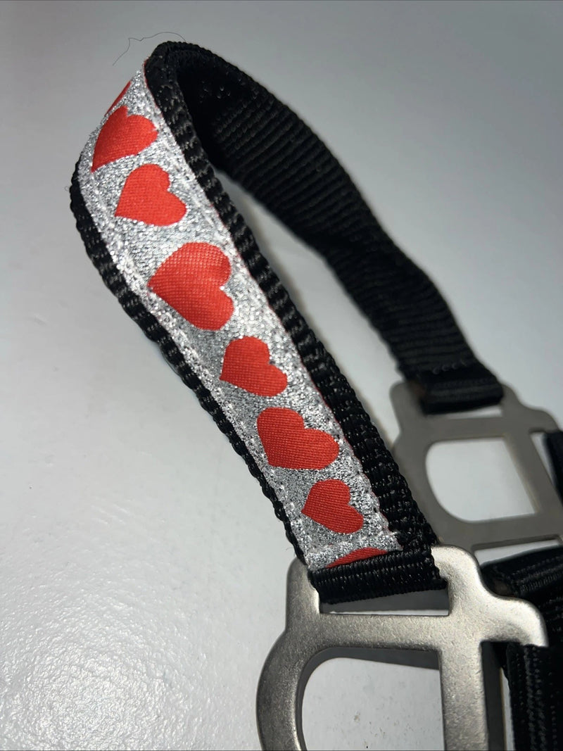 New Tough 1 Black Nylon Halter With Red Hearts Full #50-2031 3C-11