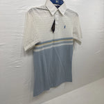 New Men’s Panhandle Slim White Blue short sleeve polo Small B-62