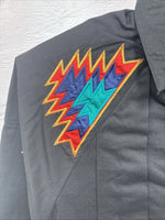 New Men’s Wrangler Black Western Design Long Sleeve Hidden Button Up Small J-62
