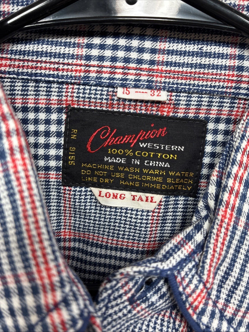 New Men’s Champion Western MultiColor Plaid Long Sleeve Pearl Snap Medium Q-67