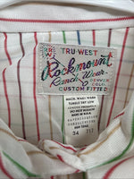 New Women’s Rock mount White Stripe Long Sleeve Pearl Snap Small AA-52