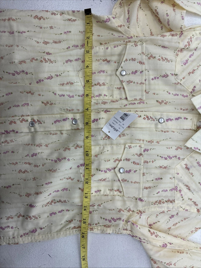 New Kids White Horse Floral Long Sleeve Pearl Snap Medium MM-5