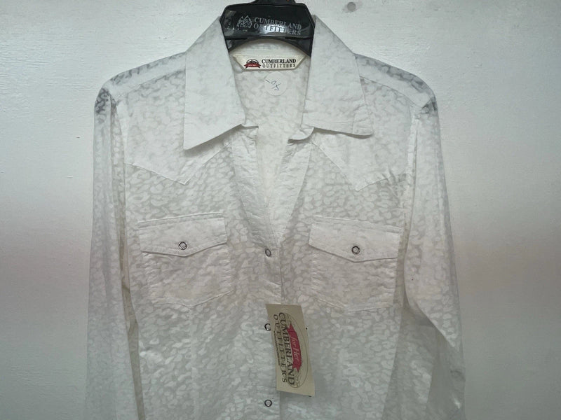 New Women’s White Cumberland Outfitters Long Sleeve Button Up Shirt M 3B-36
